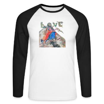 LOVE NATURE - Unisex Long Sleeve Baseball T-Shirt - white/black - Front - Nik (191cm)