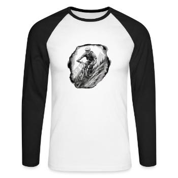 Descente blanche - T-shirt baseball manches longues Homme - blanc/noir - Devant - Nik (191cm)