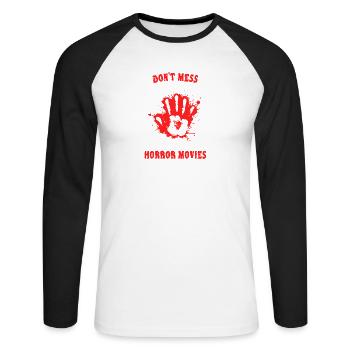 Movies Movie Night Statement Watch Movie Cineaste - Unisex Long Sleeve Baseball T-Shirt - white/black - Front - Nik (191cm)