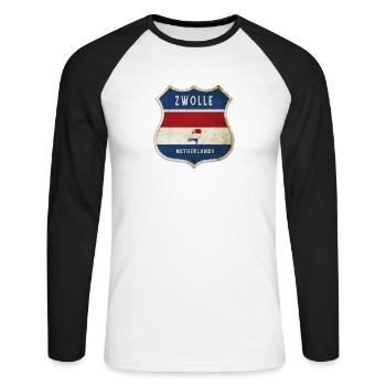 Zwolle Netherlands coat of arms design - Unisex Long Sleeve Baseball T-Shirt - white/black - Front - Nik (191cm)