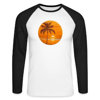 Coucher de soleil - T-shirt baseball manches longues Homme - blanc/noir - Devant - Nik (191cm)
