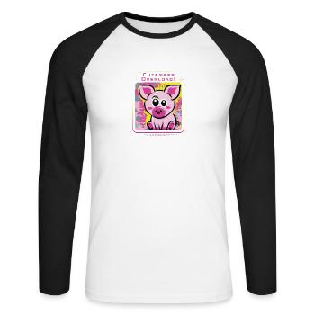 Cochon de boue à libre - T-shirt baseball manches longues Homme - blanc/noir - Devant - Nik (191cm)