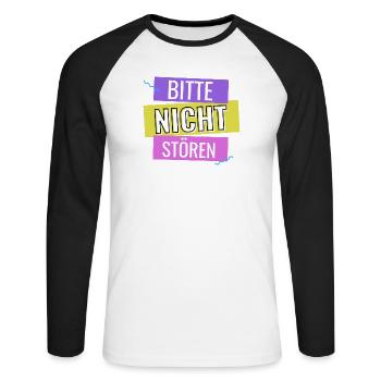 Bitte Nicht Stören - Unisex Baseballshirt langarm - Weiß/Schwarz - Vorne - Nik (191cm)