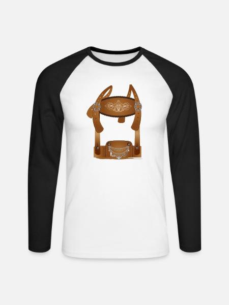 Crisp Costumes Lederhosen Illustration - T-shirt baseball manches longues Homme - blanc/noir
