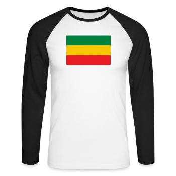Flag of the Reggae Rastafari Rasta Roots One Love - Unisex Long Sleeve Baseball T-Shirt - white/black - Front - Nik (191cm)