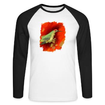 Cadeau en rouge et vert, super, haute qualité - T-shirt baseball manches longues Homme - blanc/noir - Devant - Nik (191cm)