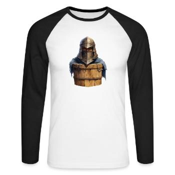 Knight in the Bucket – Funny RPG Design - Unisex Long Sleeve Baseball T-Shirt - white/black - Front - Nik (191cm)