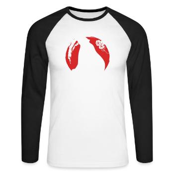 Silhouette d’ours japonais - T-shirt baseball manches longues Homme - blanc/noir - Devant - Nik (191cm)