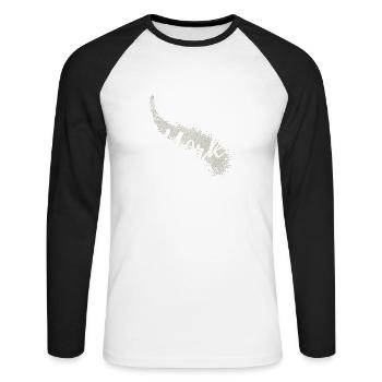 Motivierende New York Skyline Schriftart - Unisex Baseballshirt langarm - Weiß/Schwarz - Vorne - Nik (191cm)
