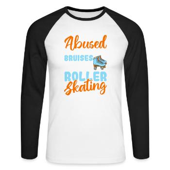 design de patins à roulettes - T-shirt baseball manches longues Homme - blanc/noir - Devant - Nik (191cm)