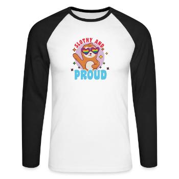 Fabelhaftes Faultier-Leben mit LGBT-Flagge, St - Unisex Baseballshirt langarm - Weiß/Schwarz - Vorne - Nik (191cm)