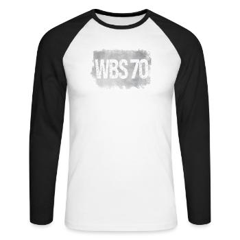 WBS 70 Wohnung DDR Plattenbau - Unisex Baseballshirt langarm - Weiß/Schwarz - Vorne - Nik (191cm)