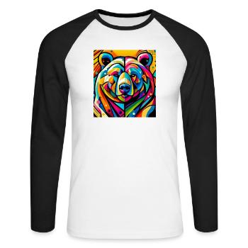 Bear - Unisex Long Sleeve Baseball T-Shirt - white/black - Front - Nik (191cm)