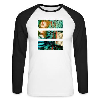 Paysage abstrait aux couleurs vives - T-shirt baseball manches longues Homme - blanc/noir - Devant - Nik (191cm)