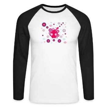 Pink Tentacle Eyes - Unisex Long Sleeve Baseball T-Shirt - white/black - Front - Nik (191cm)