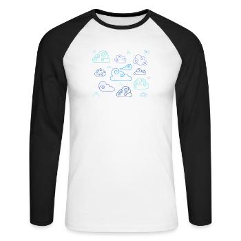 Neon Spiral Clouds - Unisex Long Sleeve Baseball T-Shirt - white/black - Front - Nik (191cm)