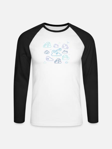 Neon Spiral Clouds - Unisex Long Sleeve Baseball T-Shirt - white/black