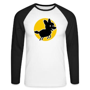 Loup – Motif de la nature sauvage et déclaration sur le bien-être animal - T-shirt baseball manches longues Homme - blanc/noir - Devant - Nik (191cm)