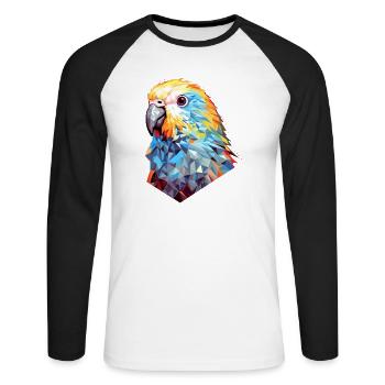 Budgie Polygon Bird Budgies - Unisex Long Sleeve Baseball T-Shirt - white/black - Front - Nik (191cm)