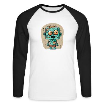 zombie mignon avec une tête carrée - T-shirt baseball manches longues Homme - blanc/noir - Devant - Nik (191cm)