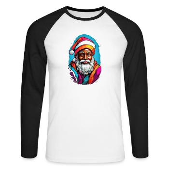 Festive Santa with colorful scarf - Unisex Long Sleeve Baseball T-Shirt - white/black - Front - Nik (191cm)