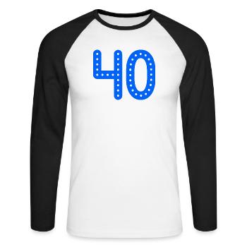 ANNIVERSARY. HAPPY BIRTHDAY. HAPPY BIRTHDAY. - Unisex Long Sleeve Baseball T-Shirt - white/black - Front - Nik (191cm)