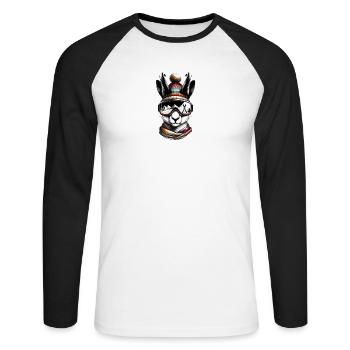 hurra die gams apres ski schifahren winter - Unisex Baseballshirt langarm - Weiß/Schwarz - Vorne - Nik (191cm)