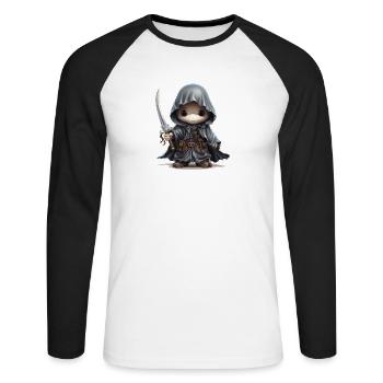 Cute Ghost with Dagger Fantasy Shirt - Unisex Long Sleeve Baseball T-Shirt - white/black - Front - Nik (191cm)