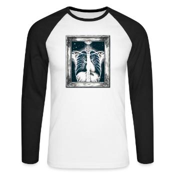 Art médical Thoracique Peinture Radiologie - T-shirt baseball manches longues Homme - blanc/noir - Devant - Nik (191cm)