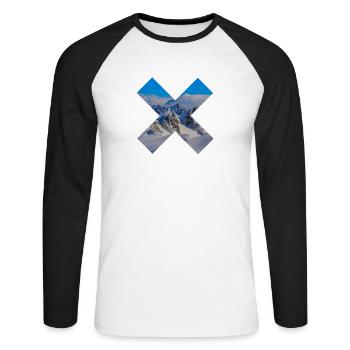 Montagnes enneigées abstraites - T-shirt baseball manches longues Homme - blanc/noir - Devant - Nik (191cm)