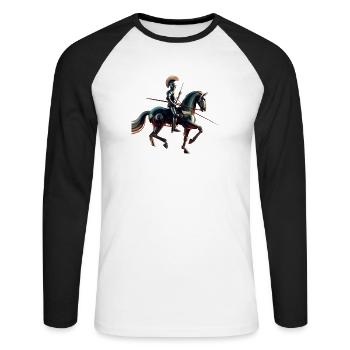 Futuristischer Roboterritter - Unisex Baseballshirt langarm - Weiß/Schwarz - Vorne - Nik (191cm)