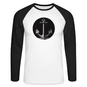 Gris ancre - T-shirt baseball manches longues Homme - blanc/noir - Devant - Nik (191cm)