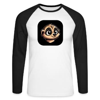 Meerkat head in comic book style - Unisex Long Sleeve Baseball T-Shirt - white/black - Front - Nik (191cm)