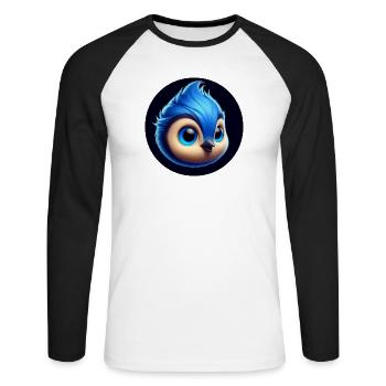 Comic Bird Blue Blue - Unisex Long Sleeve Baseball T-Shirt - white/black - Front - Nik (191cm)