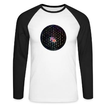 Fleur de vie arc-en-ciel Design - T-shirt baseball manches longues Homme - blanc/noir - Devant - Nik (191cm)