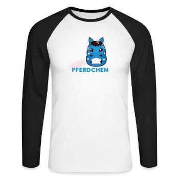 ! Brrr Pferdchen - Winter Pony - Unisex Baseballshirt langarm - Weiß/Schwarz - Vorne - Nik (191cm)