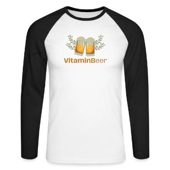 VitaminB - Unisex Baseballshirt langarm - Weiß/Schwarz - Vorne - Nik (191cm)