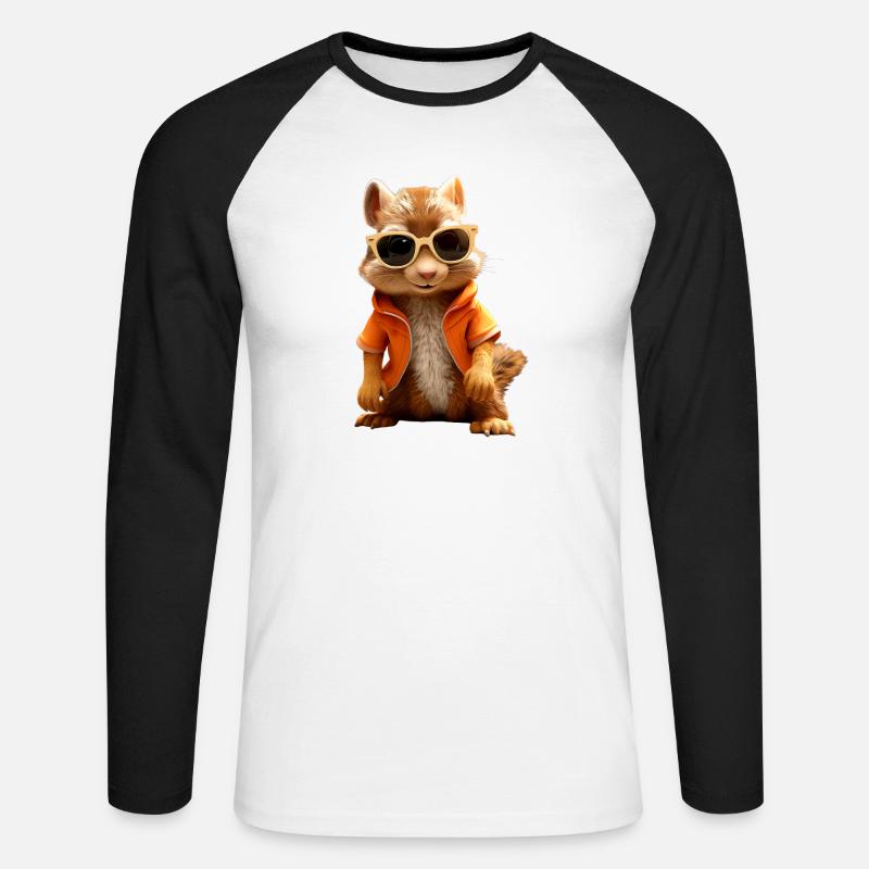 Eichhörnchen Sonnenbrille Ich Liebe Eichhörnchen - Unisex Baseballshirt langarm - Weiß/Schwarz