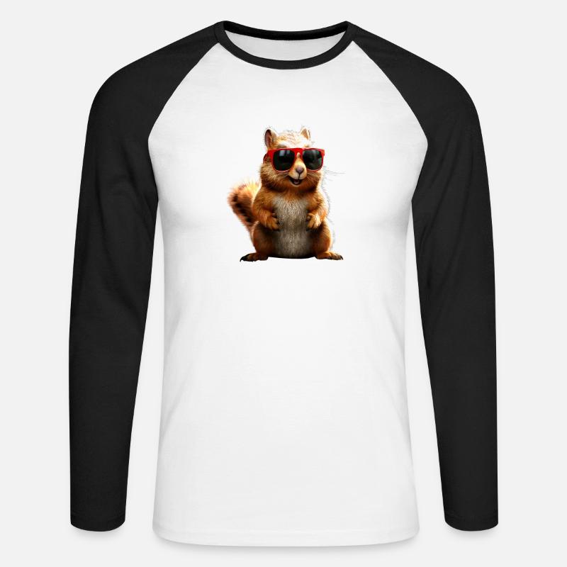 Eichhörnchen Sonnenbrille Ich Liebe Eichhörnchen - Unisex Baseballshirt langarm - Weiß/Schwarz