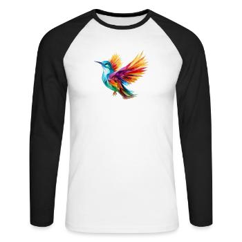 Conception d’oiseau - T-shirt baseball manches longues Homme - blanc/noir - Devant - Nik (191cm)