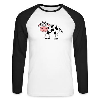 Kuh - Unisex Baseballshirt langarm - Weiß/Schwarz - Vorne - Nik (191cm)