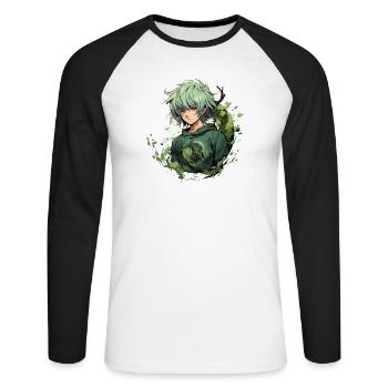 Manga Design - T-shirt baseball manches longues Homme - blanc/noir - Devant - Nik (191cm)