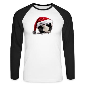 Football Noël Père Noël chapeau boule - T-shirt baseball manches longues Homme - blanc/noir - Devant - Nik (191cm)