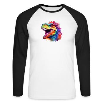 Tyrannosaurus rex Design - Unisex Long Sleeve Baseball T-Shirt - white/black - Front - Nik (191cm)