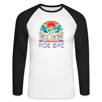 Ride Bike - pour les fans de cyclisme. - T-shirt baseball manches longues Homme - blanc/noir - Devant - Nik (191cm)