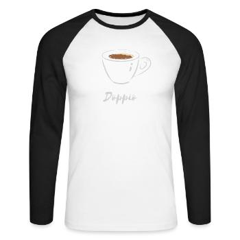 Chemise café Espresso Doppio Coffee Lover - T-shirt baseball manches longues Homme - blanc/noir - Devant - Nik (191cm)
