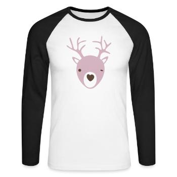 Rudolph bois coeur nez scandinave enfants cool - T-shirt baseball manches longues Homme - blanc/noir - Devant - Nik (191cm)
