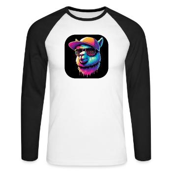 Alpaca llama rapper with cap and sunglasses - Unisex Long Sleeve Baseball T-Shirt - white/black - Front - Nik (191cm)