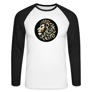 Lion Tête de Tigre Couronne de Roi - T-shirt baseball manches longues Homme - blanc/noir - Devant - Nik (191cm)
