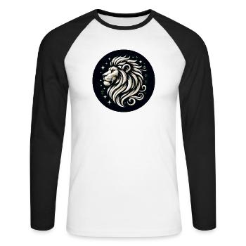 Étoiles à tête de lion dessinées - T-shirt baseball manches longues Homme - blanc/noir - Devant - Nik (191cm)